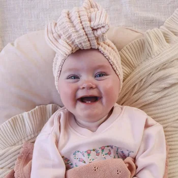 כפול קשת התינוק בגימור עבור בנות אלסטי לסרוג ילדים טורבן התינוק קשתות ילדים הכובעים אביזרי שיער היילוד Headwrap